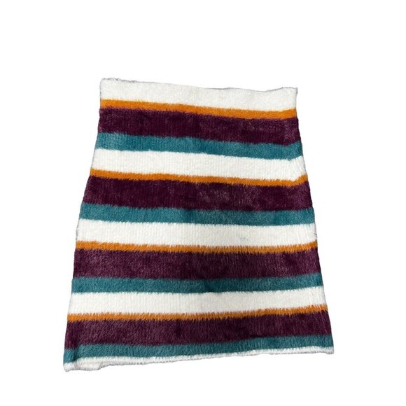 FREE PEOPLE FIG JAM STRIPPED SOFT FUZZY MINI SKIRT MULTI COLOR BOHO TWEE PREPPY - Picture 8 of 9